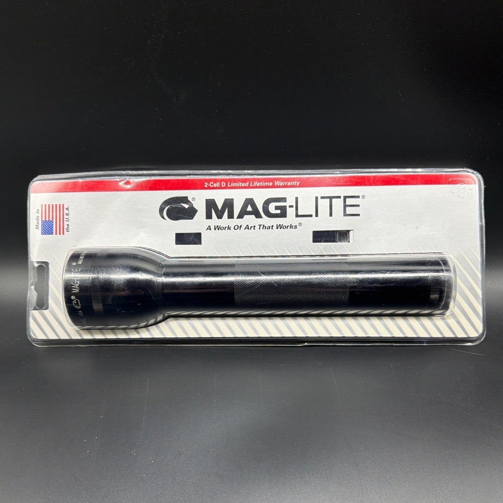 Maglite 2-Cell D Flashlight Black S2D016 Heavy Duty Handheld Light New